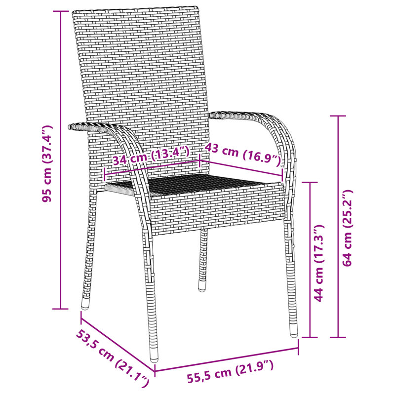 Garden Dining Set 7 Pcs PE Rattan, Black