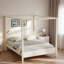 Lit plateforme à baldaquin en bois avec tête de lit élégante et pieds de soutien-487113280-487113281