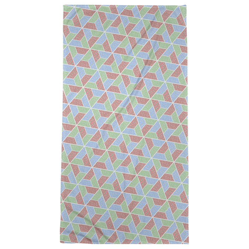 Serviette de bain trapézoïde, Rouge/vert/bleu