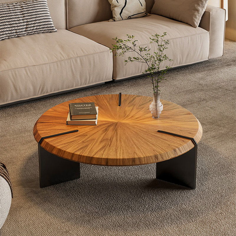 Retro round coffee table, 11.8" H x 31.5" L x 31.5" W