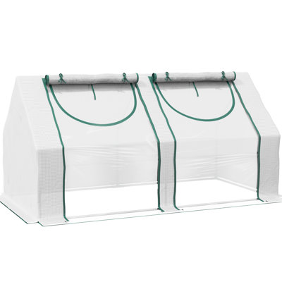 Serre portative de 1,83 m x 0,91 m, transparente, structure en acier, 2 bâches en PE/plastique, serre de jardin avec fenêtres modulables de 0,91 m, transparente avec bâches et fenêtres polyvalentes.