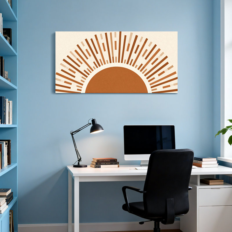 Motif tendance de soleil levant avec des tons chauds de terre, H 20 po x l 40 po