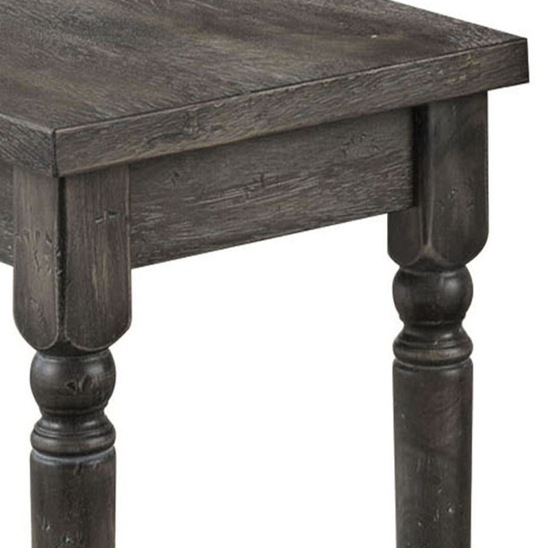 Weathered Grey Dining Bench With Turned Legs