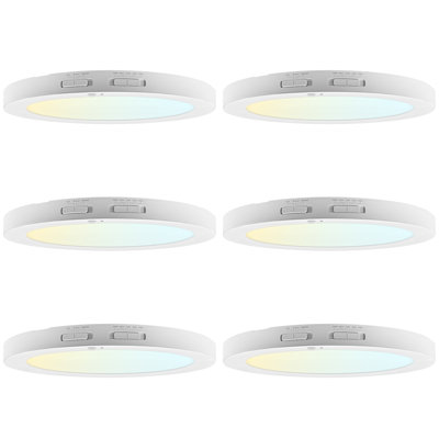  7-Inch LED Flush Mount Ceiling Light with Bi-Level Adjustable PIR Motion Sensor, 13W, 1100LM, 5CCT, Dimmable, CRI90, Title 24, ETL 6 Pack