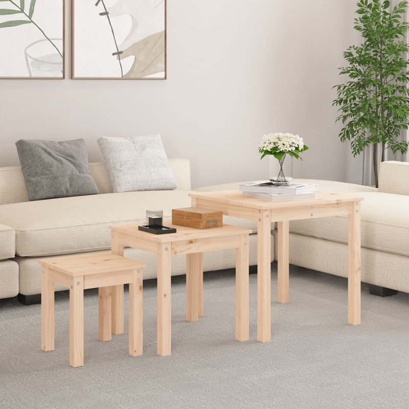 Bernards Solid Wood Nesting Tables, Light Brown