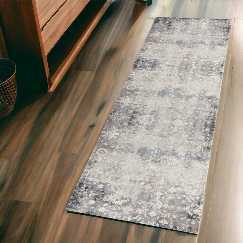 Tapis bleu marine et beige 2 pi x 6 pi