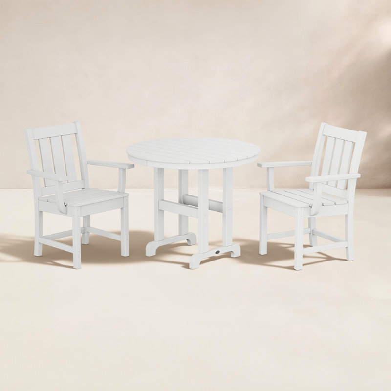 Ensemble repas 3 pièces Oxford, Blanc