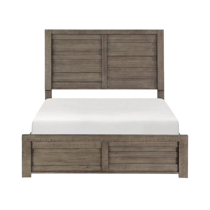 Rustique de style rustique avec lit à panneau double 1pc, Gris