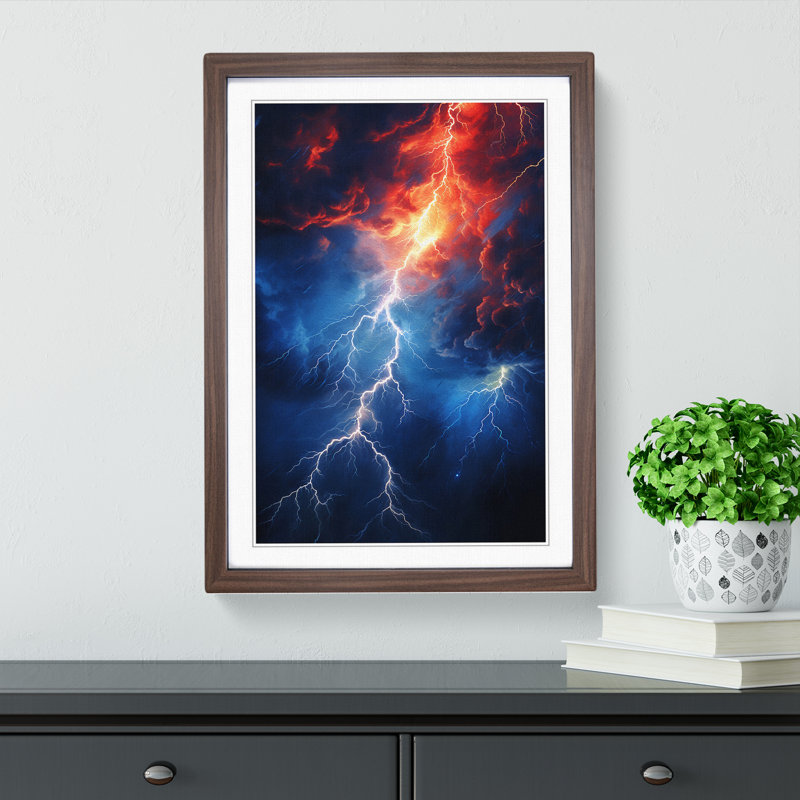 Lightning Abstract - Framed Print, 34cm H x 25cm W x 2cm D, Walnut