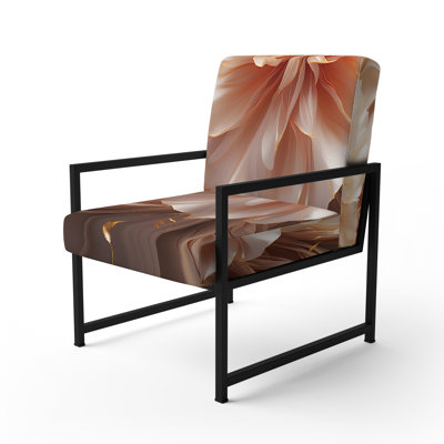 Liquid Flower Art Delicate White & Light Pink I - Upholstered Modern Arm Chair, Pink Accent Chair