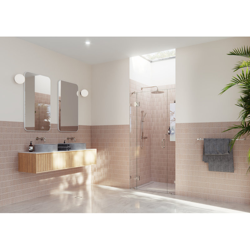 Stellar 42.75 in. x 78 in. Fully Frameless 3 Panel Inline Hinge Shower Door, Polished Nickel