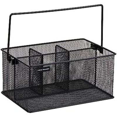 Porte-ustensiles, range-ustensiles, panier, porte-ustensiles, cuisine, treillis métallique, L 10 po x l 7 po x H 4,75 po, noir