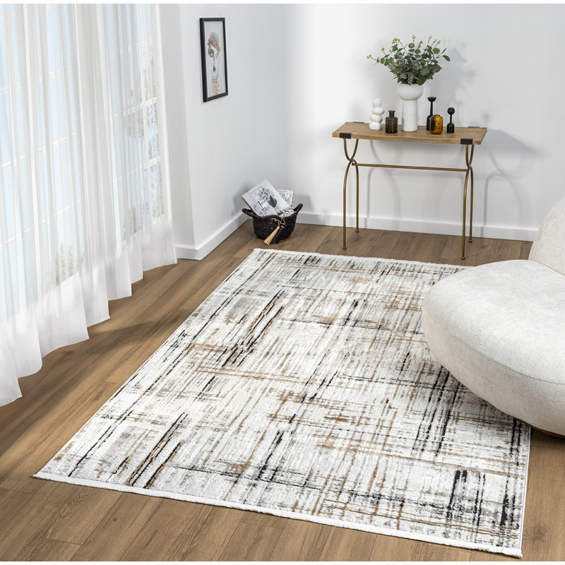 Gionata Collection Cream/Onyx Contemporary Abstract Area Rug, Rectangle 7' x 10'10"