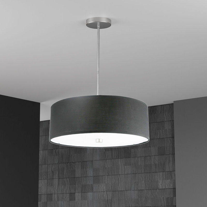 Tess 4 - Light Dimmable Drum Chandelier, Black, Polished Chrome