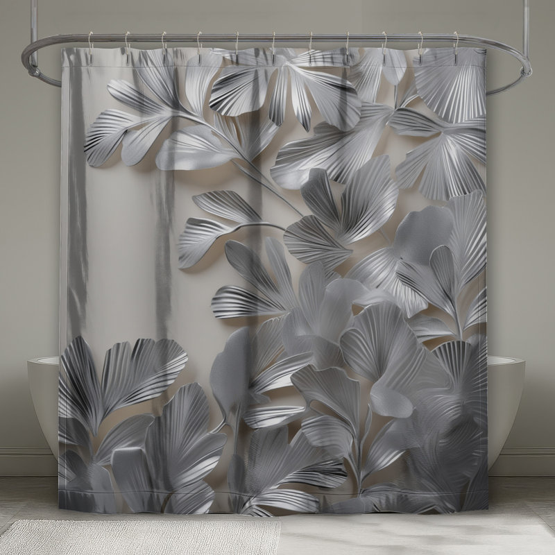 Rideaux de douche argentés à feuilles métalliques extra longs, 70 po l x 72 po H