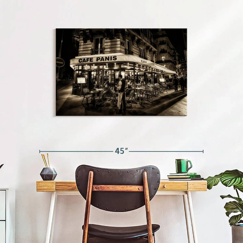 Yarlin Paris Cafe At Night, 24" H x 36" W