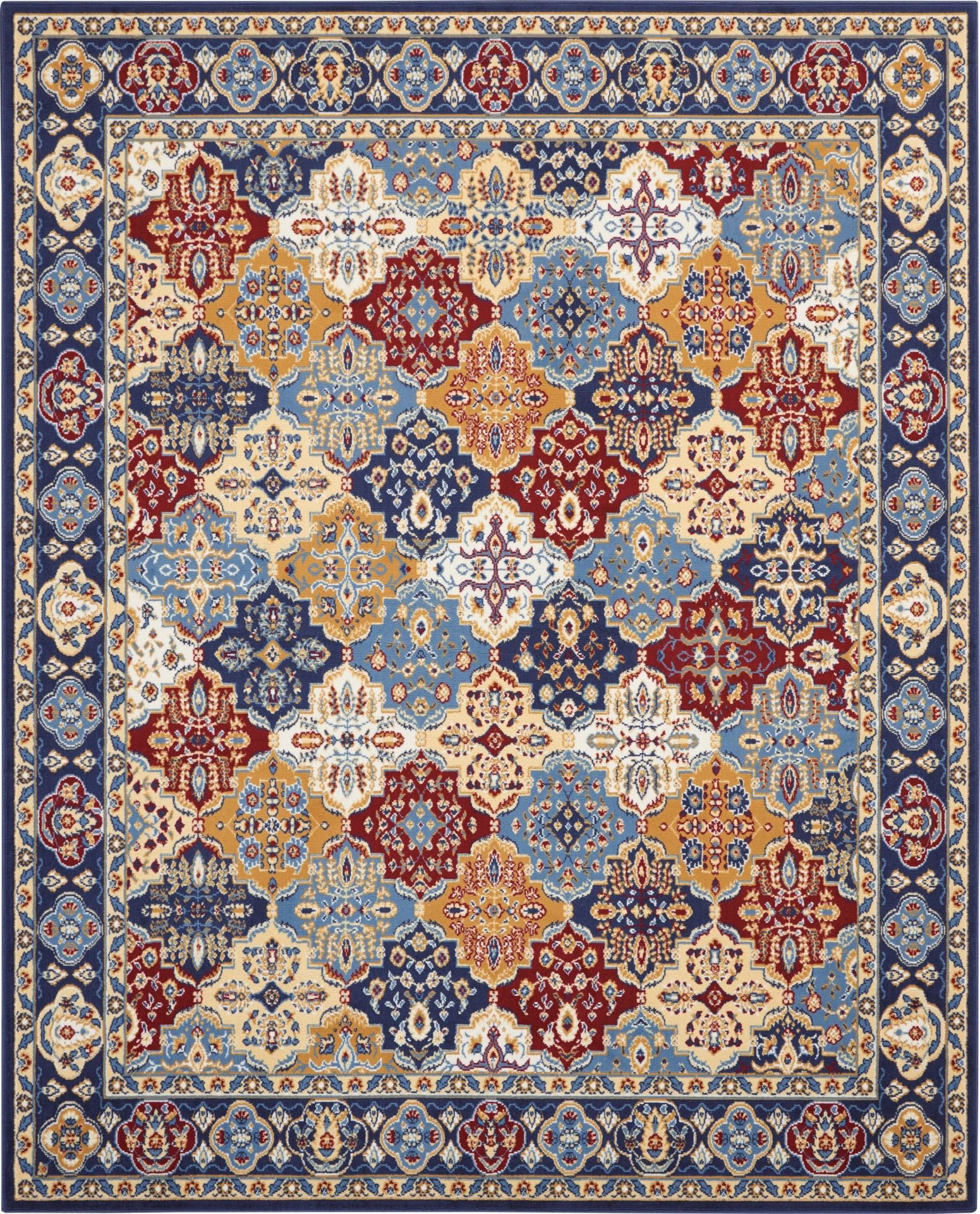 Bungalow Rose Vintage Blue-Burgundy Yellow Ethnic Patterned Woven Base ...