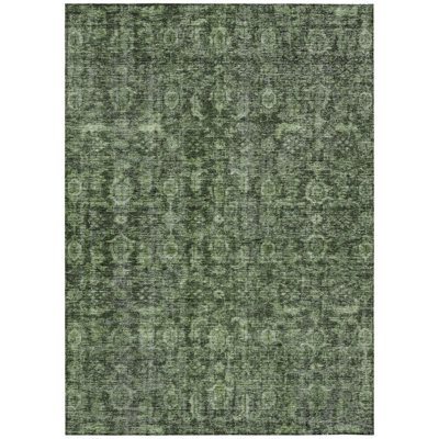 Tapis d'intérieur et d'extérieur lavable 5 pi x 8 pi vert et noir artichaut