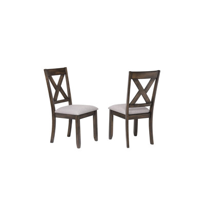Ciambrone Set of 2 Parsons Dining Chairs with Brown Finish and Padded Seat