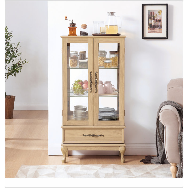 Armoire vitrée avec porte vitrée Curio, Chêne clair