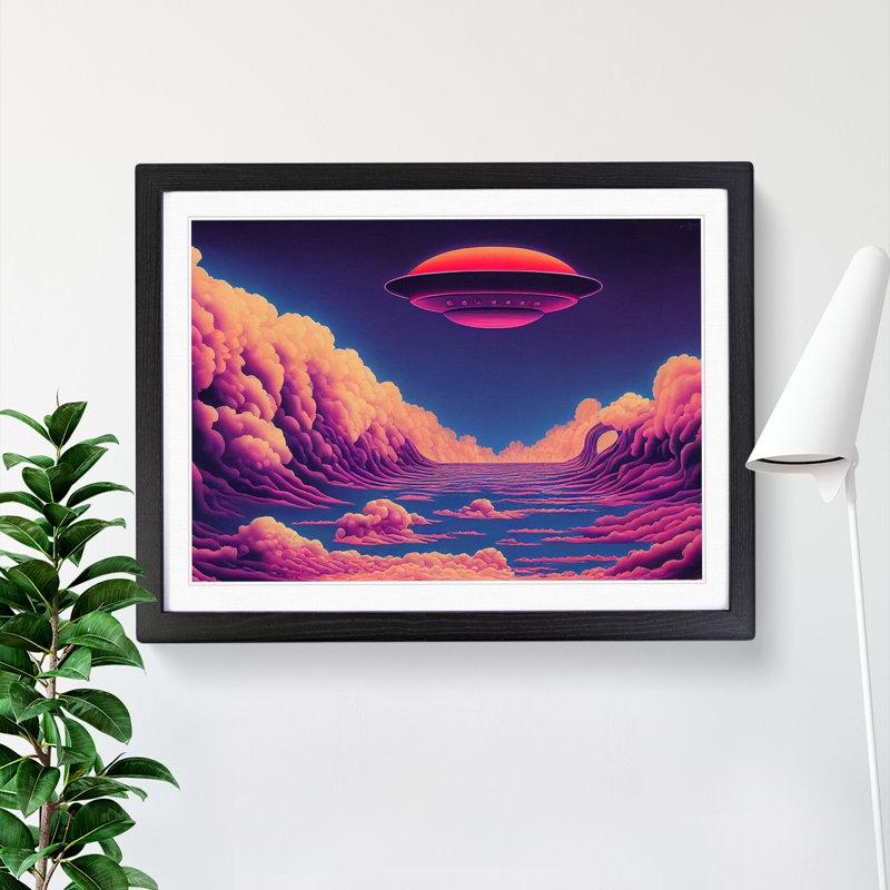 UFO Art Vol.1 - Single Picture Frame Print, 25cm H x 34cm W x 2cm D, Black Framed