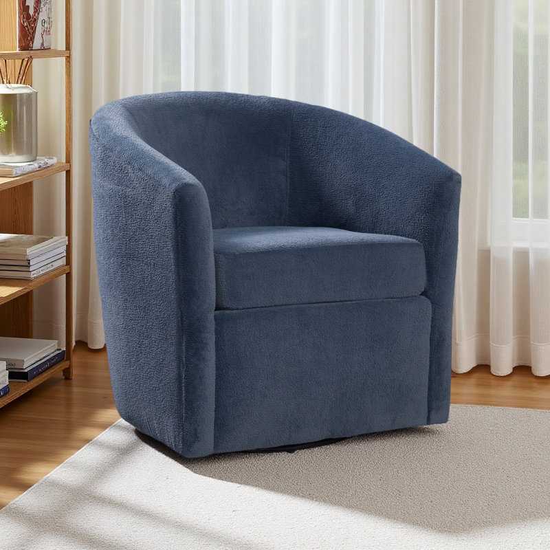 Fauteuil d'appoint pivotant en tissu performant, Bleu marine