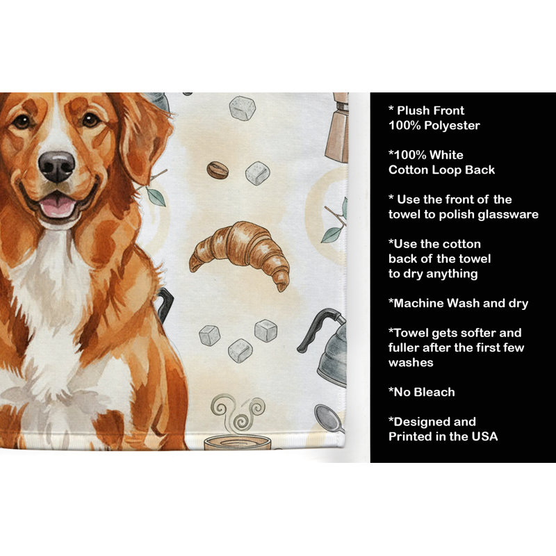 Orange Nova Scotia Duck Tolling Retriever Coffee Bar Kitchen Towel, Orange Nova Scotia Duck Tolling Retriever