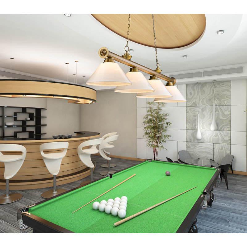 Billard 4 lumières Annaleisa, Blanc, Laiton frotté