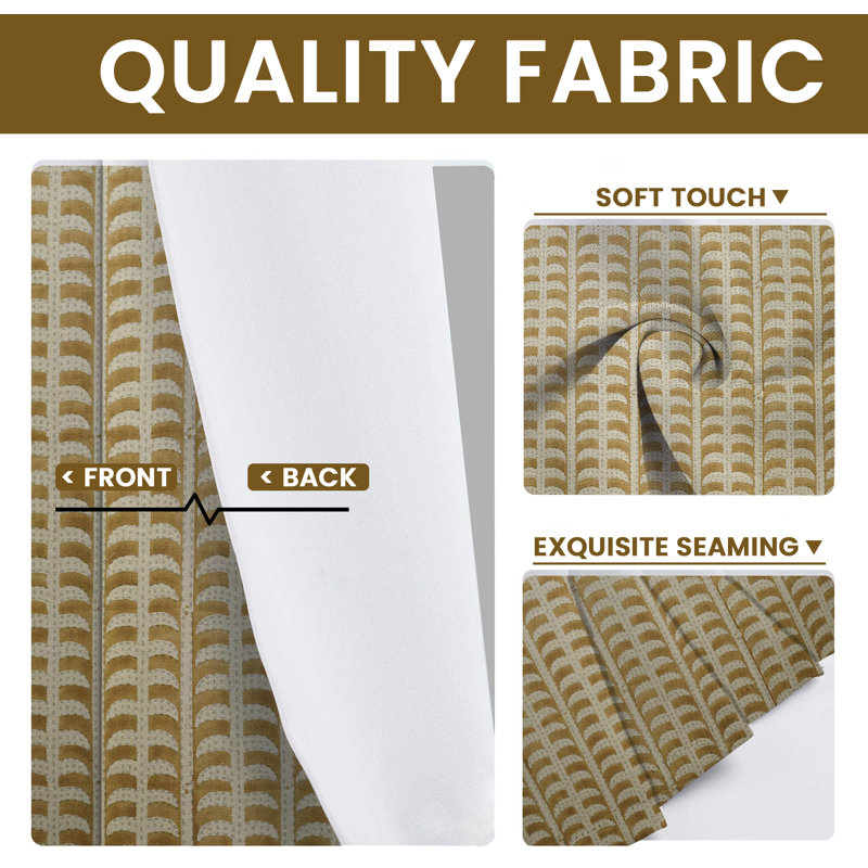 Rideau à œillets fait à la main à imprimé de blocs Home Decor - Garud, L 54 po x L 102 po