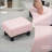 Ottoman Small Foot Rest, Linen Fabric Wood Frame Cube Foot Stool, Pink for Living Room | Wood | Plastic-1445698581
