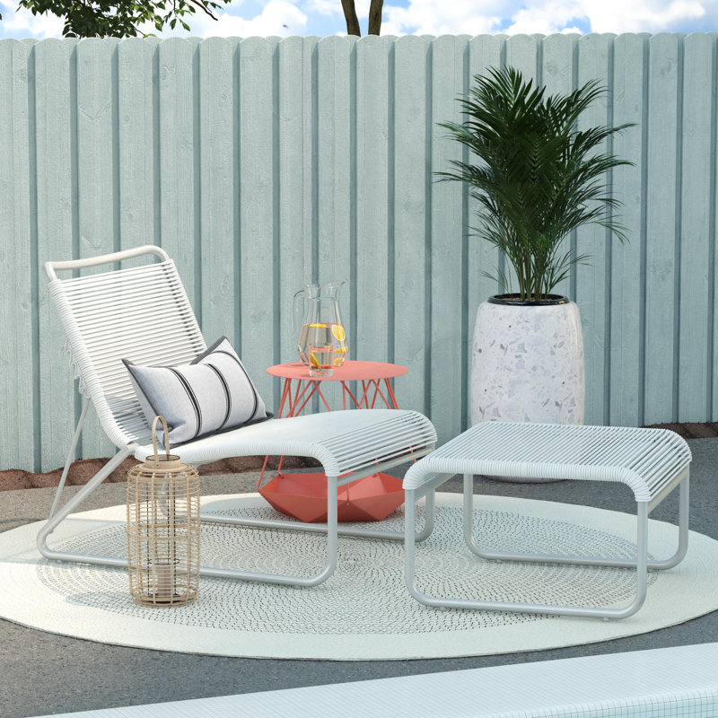 Reclining Metal Outdoor Armless Lounge Chair, White