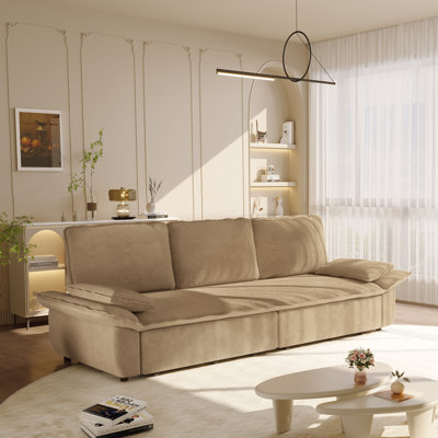 94.5 Inch King Size 3-In-1 Convertible Sleeper Sofa, Multi-Functional Corduroy Bed For Modern Living