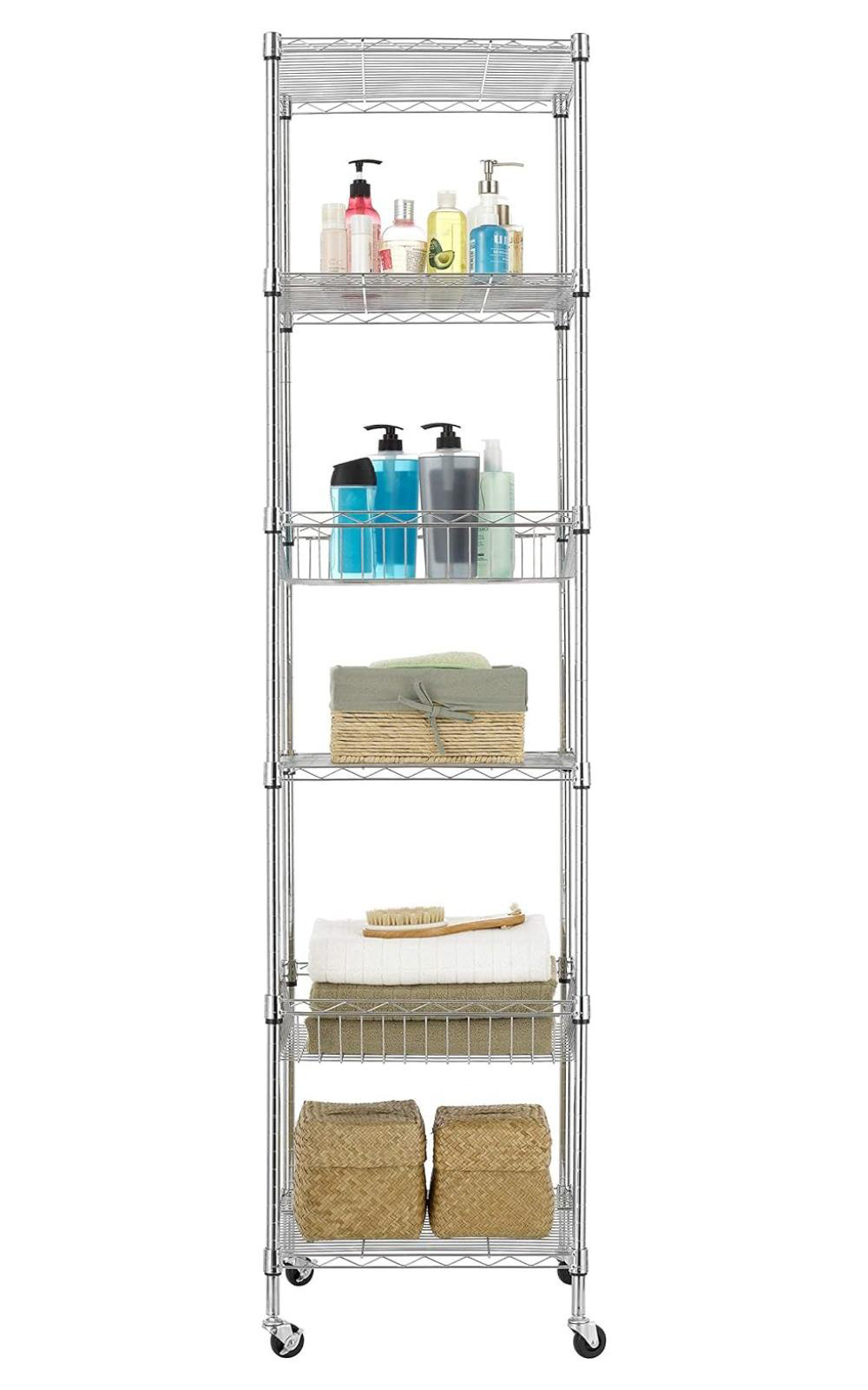 Rebrilliant Nashrah 18'' W Metal Shelving Unit with Wheels | Wayfair