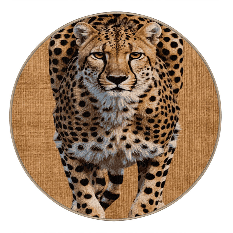  Tapis lavable guépard Saharan Big Cats, Rond 8 pi