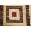 Tapis décoratif en laine noué à la main de conception unique 7 pi 10 po x 7 pi 11 po noué à la main New Age en brun/beige/rouge