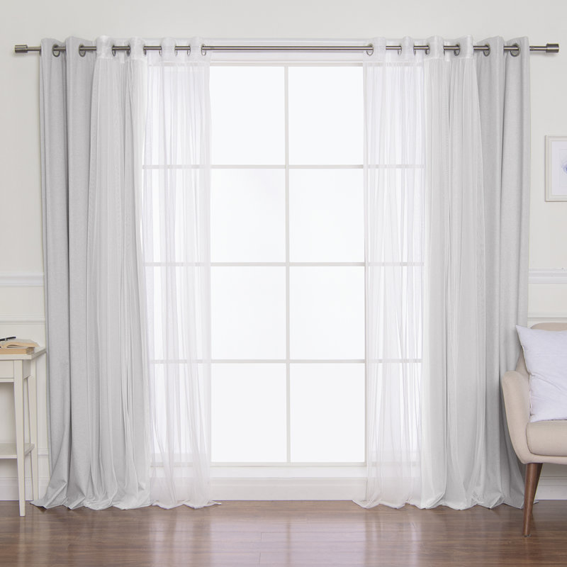 Paire de rideaux occultant en polyester Fortson Max, Gris clair, 52 po x 96 po