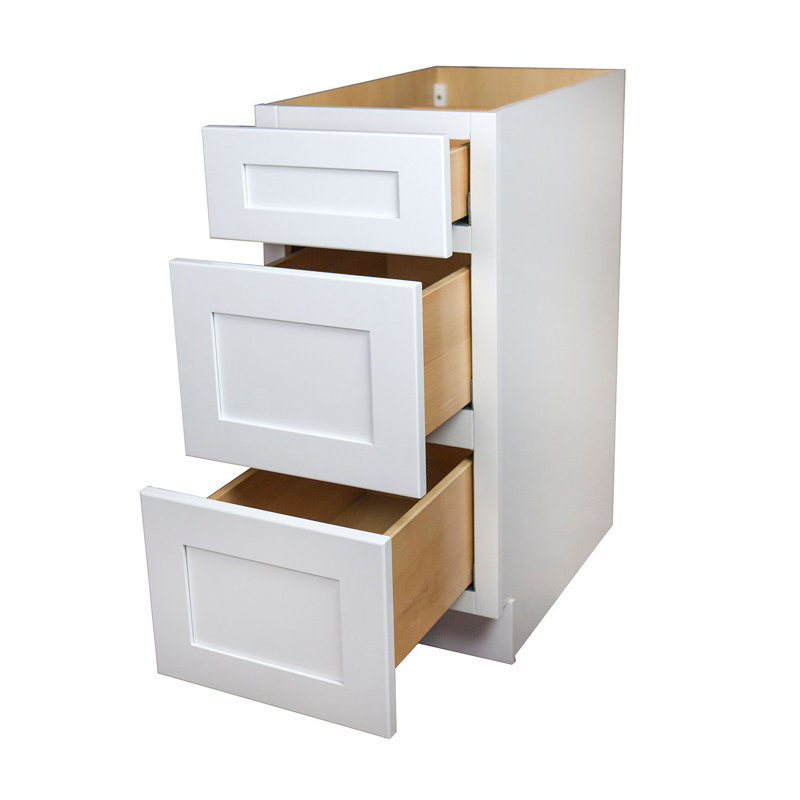 White Shaker 3 Drawer Base Cabinet