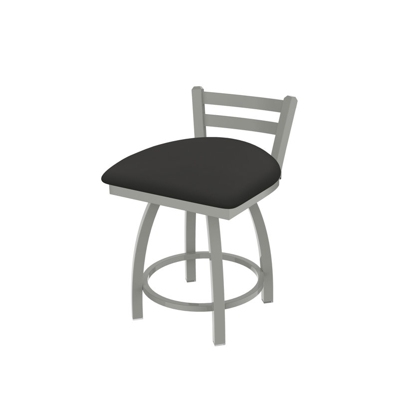 Tabouret de coiffeuse en métal Jackie, Nickel anodisé, Vinyle - Fer Canter