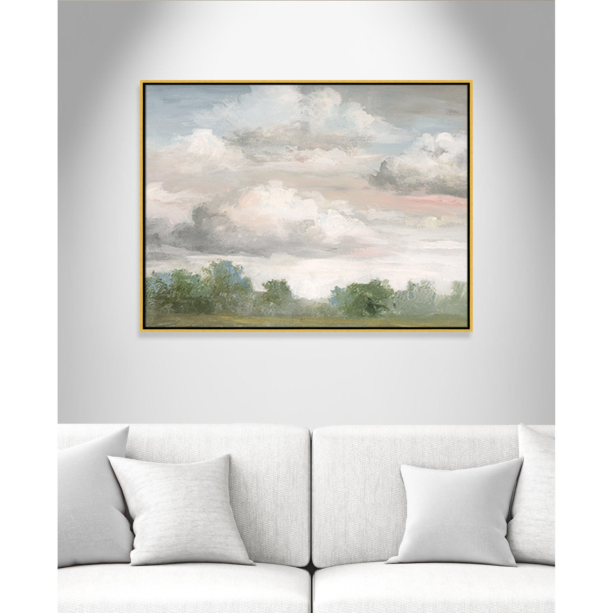 Pastel Morning Sky Framed On Canvas by Nan Print, Gold Framed, 31.5" H x 41.5" W x 2" D