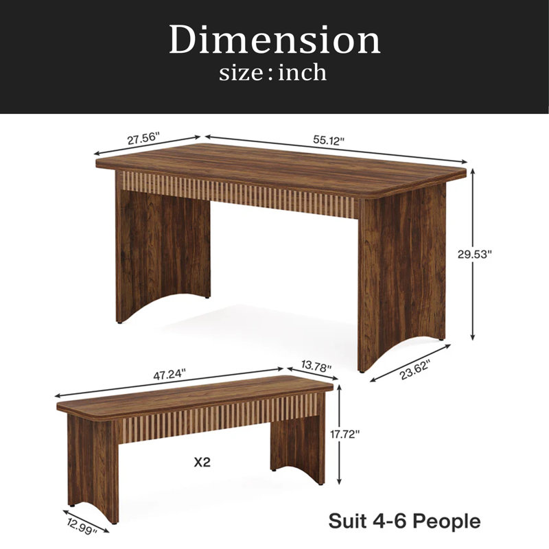 Farmhous Style Kitchen Table,3-Piece Dining Table,Computer Desk