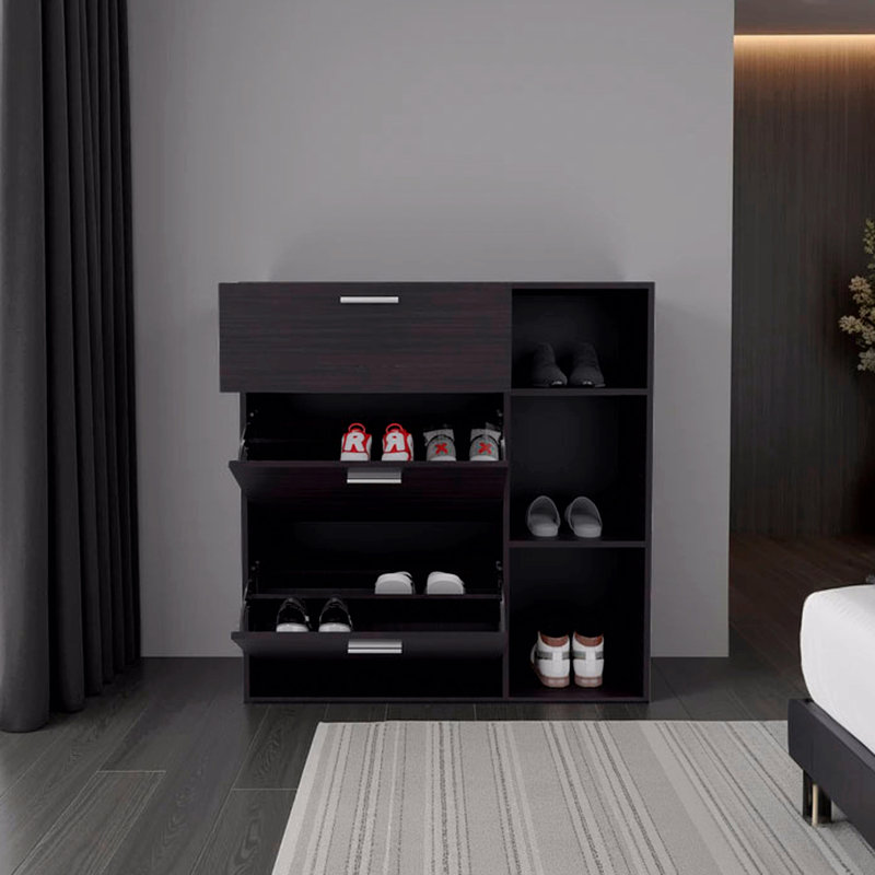Armoire de rangement à chaussures à 1 tiroir avec 2 tiroirs inclinables
