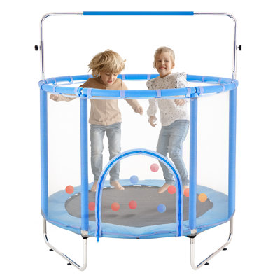 55" Kids Trampoline, 4.6FT Indoor Outdoor Trampoline, Birthday Gifts Christmas Toys for 3+ Years Children, Mini Toddler Recreational Trampolinewith Sa