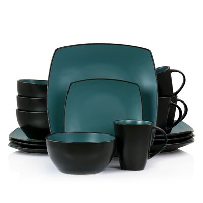 Gibson Elite Soho Lounge 16 Piece Matte Glazed Stoneware Dinnerware Set In Red -  950116287M