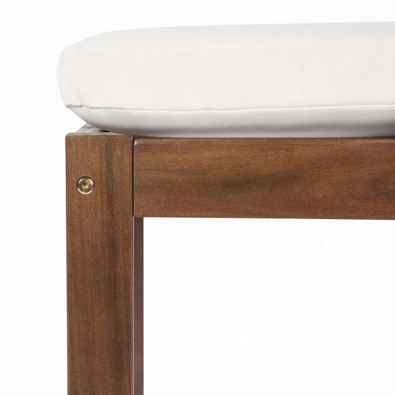 Chaise de salle à manger d'extérieur en bois d'acacia (ensemble de 2) avec coussins