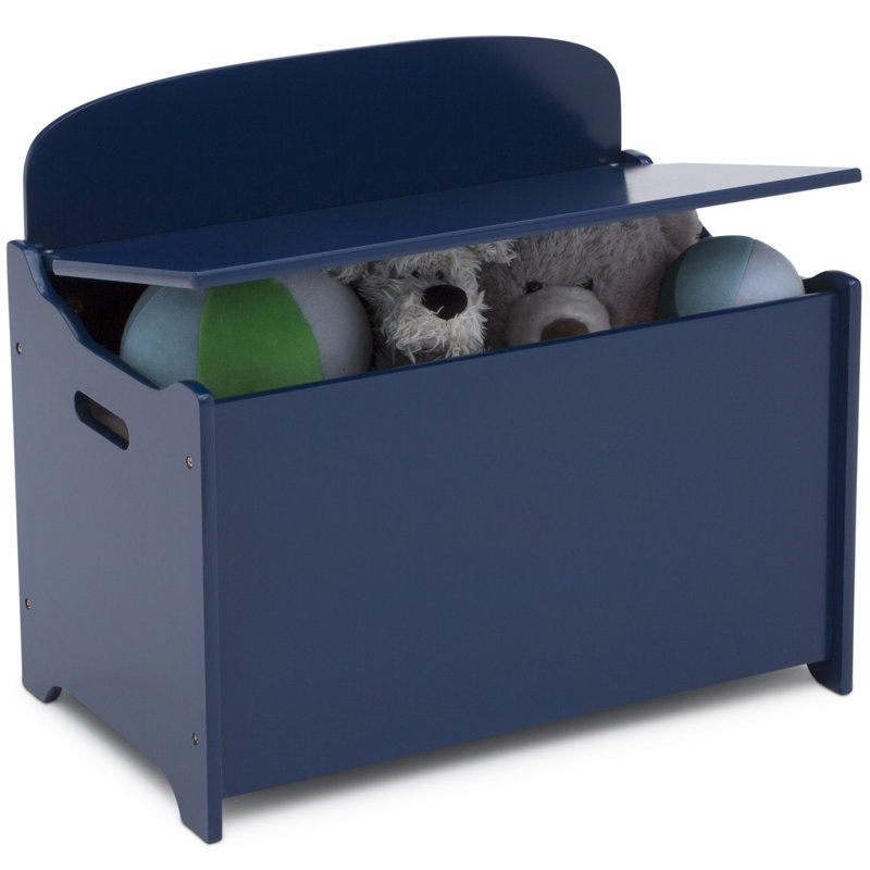 Boîte à jouets en bois massif Aster, Bleu foncé
