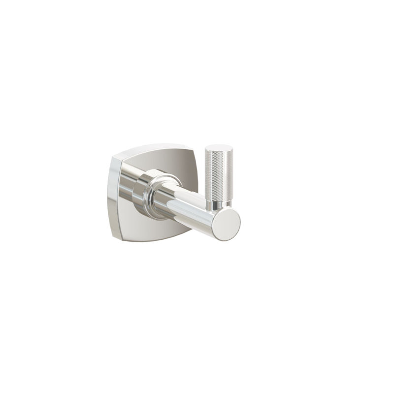 Emtek Select Single Hook w/ Soft Square Rosette, Round Stem & Knurled Tip, Polished Nickel