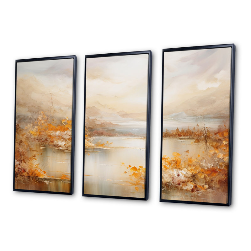 «Lakes Rivers Dreamscape Charm Art liquide - ensemble d'art mural rivière, H 28 po x l 36 po x P 1 po, Cadre flottant noir