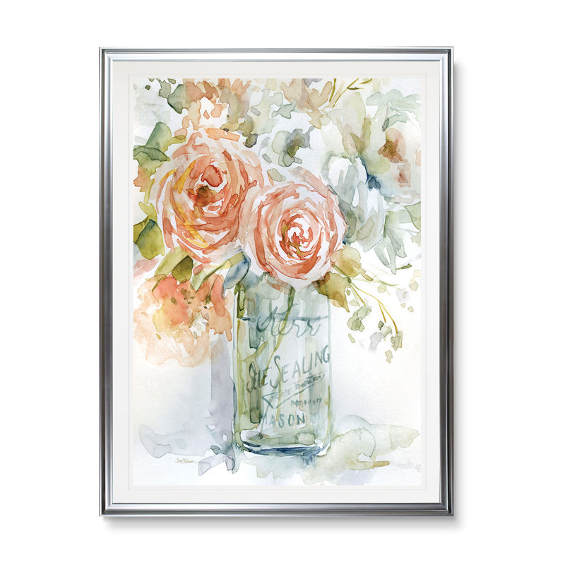 « chou roses ii », impression, H 24 po x l 20 po x P 1,5 po, Cadre argenté
