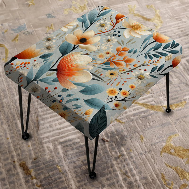 Minimalist Radiant Blossom Serenity - Floral Rectangle Ottoman