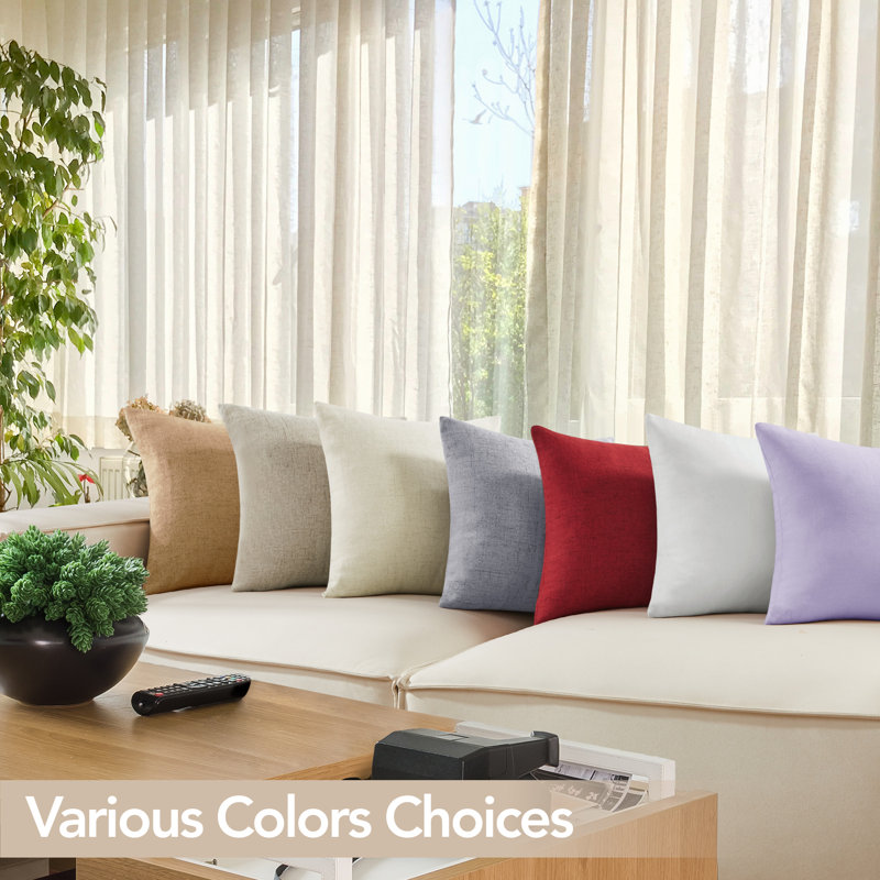 Honey Gold Faux Linen 22" x 22" Reversible Pillow Covers Set